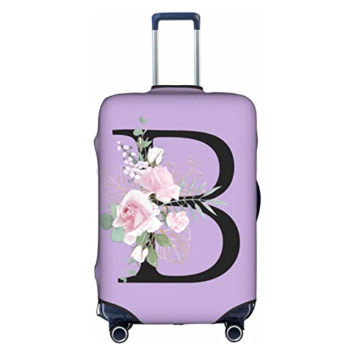 HAUYE Gepäckabdeckung, elastisch, waschbar, Stretch-Koffer-Schutz, kratzfest, Reisekoffer-Abdeckung für Kinder und Erwachsene, Blume, Buchstabe B, S (18-21 inch suitcase) von HAUYE