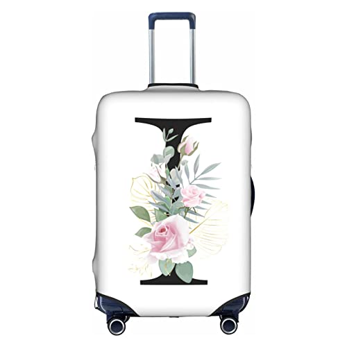 HAUYE Gepäckabdeckung, elastisch, waschbar, Stretch-Koffer-Schutz, kratzfest, Reisekoffer-Abdeckung für Kinder und Erwachsene, Blume, Buchstabe I, L (25-28 inch suitcase) von HAUYE