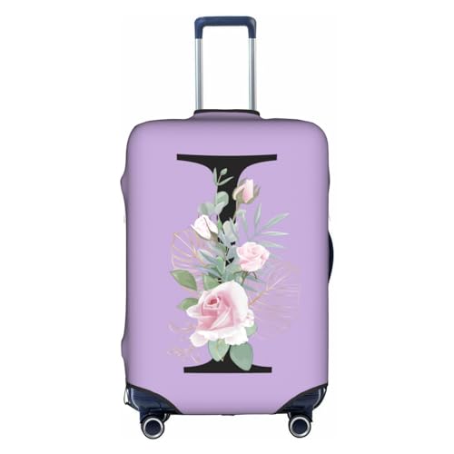 HAUYE Gepäckabdeckung, elastisch, waschbar, Stretch-Koffer-Schutz, kratzfest, Reisekoffer-Abdeckung für Kinder und Erwachsene, Blume, Buchstabe I, S (18-21 inch suitcase) von HAUYE