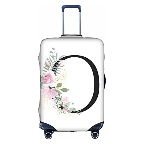 HAUYE Gepäckabdeckung, elastisch, waschbar, Stretch-Koffer-Schutz, kratzfest, Reisekoffer-Abdeckung für Kinder und Erwachsene, Blume, Buchstabe O, L (25-28 inch suitcase) von HAUYE