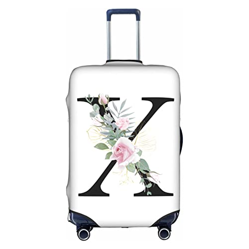 HAUYE Gepäckabdeckung, elastisch, waschbar, Stretch-Koffer-Schutz, kratzfest, Reisekoffer-Abdeckung für Kinder und Erwachsene, Blume, Buchstabe X, L (25-28 inch suitcase) von HAUYE