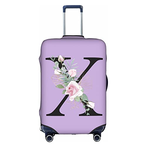 HAUYE Gepäckabdeckung, elastisch, waschbar, Stretch-Koffer-Schutz, kratzfest, Reisekoffer-Abdeckung für Kinder und Erwachsene, Blume, Buchstabe X, L (25-28 inch suitcase) von HAUYE