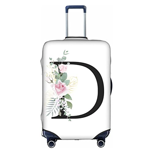 HAUYE Gepäckabdeckung, elastisch, waschbar, Stretch-Koffer-Schutz, kratzfest, Reisekoffer-Abdeckung für Kinder und Erwachsene, Blume Buchstabe D, XL (29-32 inch suitcase) von HAUYE