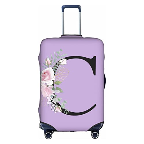 HAUYE Gepäckabdeckung, elastisch, waschbar, Stretch-Koffer-Schutz, kratzfest, Reisekoffer-Abdeckung für Kinder und Erwachsene, Blumen-Buchstabe C, XL (29-32 inch suitcase) von HAUYE