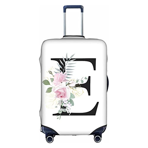 HAUYE Gepäckabdeckung, elastisch, waschbar, Stretch-Koffer-Schutz, kratzfest, Reisekoffer-Abdeckung für Kinder und Erwachsene, Blumen-Buchstabe E, L (25-28 inch suitcase) von HAUYE
