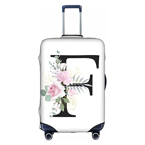 HAUYE Gepäckabdeckung, elastisch, waschbar, Stretch-Koffer-Schutz, kratzfest, Reisekoffer-Abdeckung für Kinder und Erwachsene, Blumen-Buchstabe F, L (25-28 inch suitcase) von HAUYE