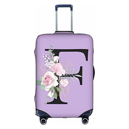 HAUYE Gepäckabdeckung, elastisch, waschbar, Stretch-Koffer-Schutz, kratzfest, Reisekoffer-Abdeckung für Kinder und Erwachsene, Blumen-Buchstabe F, S (18-21 inch suitcase) von HAUYE