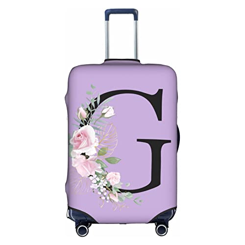 HAUYE Gepäckabdeckung, elastisch, waschbar, Stretch-Koffer-Schutz, kratzfest, Reisekoffer-Abdeckung für Kinder und Erwachsene, Blumen-Buchstabe G, L (25-28 inch suitcase) von HAUYE