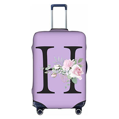 HAUYE Gepäckabdeckung, elastisch, waschbar, Stretch-Koffer-Schutz, kratzfest, Reisekoffer-Abdeckung für Kinder und Erwachsene, Blumen-Buchstabe H, M (22-24 inch suitcase) von HAUYE