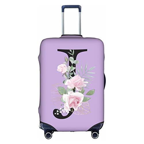 HAUYE Gepäckabdeckung, elastisch, waschbar, Stretch-Koffer-Schutz, kratzfest, Reisekoffer-Abdeckung für Kinder und Erwachsene, Blumen-Buchstabe J, M (22-24 inch suitcase) von HAUYE