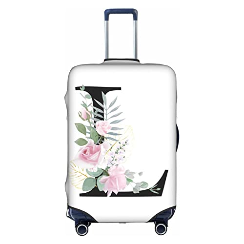 HAUYE Gepäckabdeckung, elastisch, waschbar, Stretch-Koffer-Schutz, kratzfest, Reisekoffer-Abdeckung für Kinder und Erwachsene, Blumen-Buchstabe L, XL (29-32 inch suitcase) von HAUYE