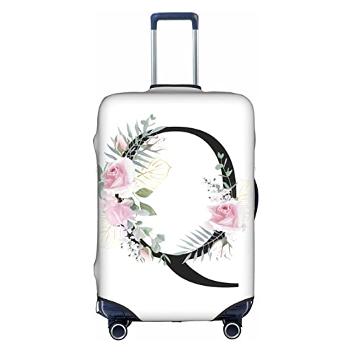 HAUYE Gepäckabdeckung, elastisch, waschbar, Stretch-Koffer-Schutz, kratzfest, Reisekoffer-Abdeckung für Kinder und Erwachsene, Blumen-Buchstabe Q, L (25-28 inch suitcase) von HAUYE
