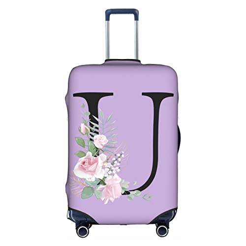 HAUYE Gepäckabdeckung, elastisch, waschbar, Stretch-Koffer-Schutz, kratzfest, Reisekoffer-Abdeckung für Kinder und Erwachsene, Blumen-Buchstabe U, L (25-28 inch suitcase) von HAUYE