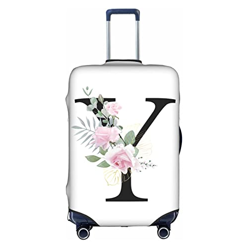 HAUYE Gepäckabdeckung, elastisch, waschbar, Stretch-Koffer-Schutz, kratzfest, Reisekoffer-Abdeckung für Kinder und Erwachsene, Blumen-Buchstabe Y, XL (29-32 inch suitcase) von HAUYE