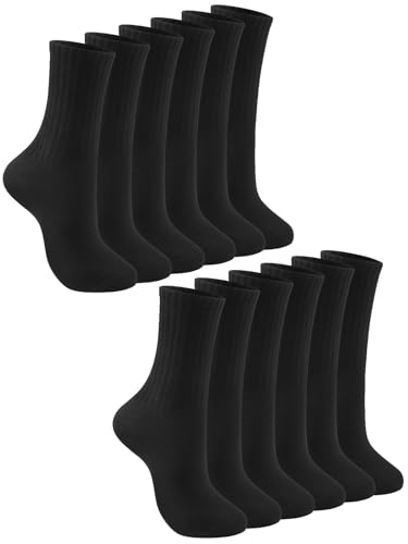 HAVE A TREE Womens Black White Socks Cotton Casual Calf Socks 3-6 pairs(H006-6B) von HAVE A TREE