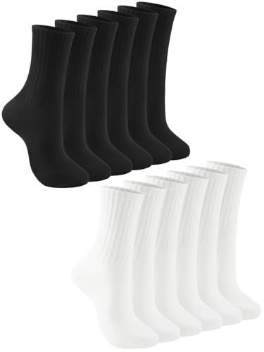 HAVE A TREE Womens Black White Socks Cotton Casual Calf Socks 3-6 pairs (H006-63B/3W) von HAVE A TREE