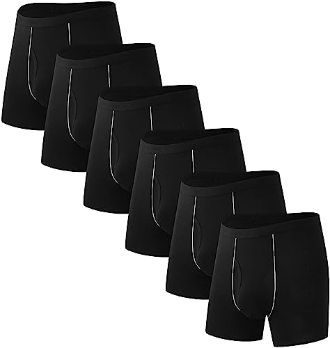 HAVVIS Boxershorts Herren Bambus Unterwäsche Männer Superweich Atmungsaktiv Boxer Briefs Multipack Men Retroshorts New (DE/NL/SE/PL, Alphanumerisch, L, Regular, Regular, C06-6er Pack - Schwarz) von HAVVIS