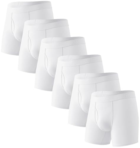 HAVVIS Boxershorts Herren Bambus Unterwäsche Männer Superweich Atmungsaktiv Boxer Briefs Multipack Men Retroshorts New (DE/NL/SE/PL, Alphanumerisch, S, Regular, Regular, C03-6er Pack - Weiß) von HAVVIS