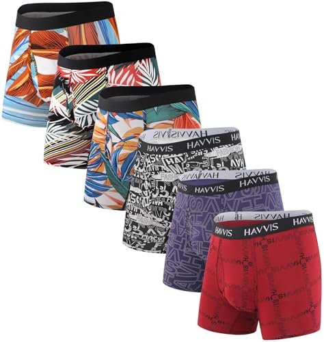 HAVVIS Boxershorts Herren Bambus Unterwäsche Männer Superweich Atmungsaktiv Boxer Briefs Multipack Men Retroshorts New (DE/NL/SE/PL, Alphanumerisch, XL, Regular, Regular, B06-6er Pack) von HAVVIS