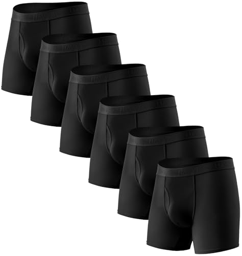 HAVVIS Boxershorts Herren Bambus Unterwäsche Männer Superweich Atmungsaktiv Boxer Briefs Multipack Men Retroshorts New (DE/NL/SE/PL, Alphanumerisch, XL, Regular, Regular, C05-6er Pack - Schwarz) von HAVVIS