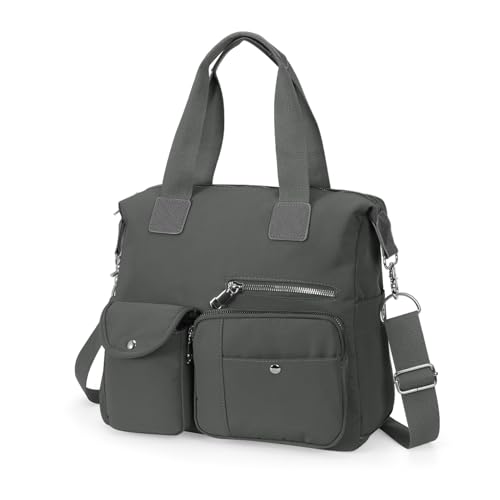 HAWEE Große Handtasche Damen Schultertasche mit Tragegriff Nylon Crossbody Bag Damen Sportlich mit Mehreren Taschen Frauen Tasche für Schule Büro Shopper Lehrer von HAWEE