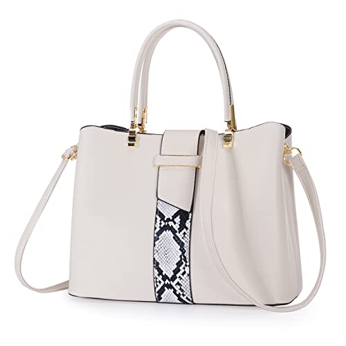 HAWEE Elegante Damen Handtasche Mittelgroße Crossbody Henkeltasche PU Leder Shopper Umhängetasche Frauen Schultertasche mit Tragegriff Oben, Weiß von HAWEE