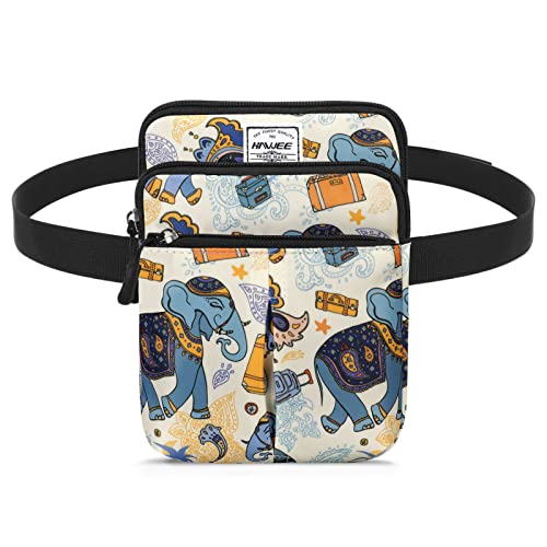 HAWEE Hüftgürteltasche für Damen und Herren, Crossbody, Handy-Geldbörse, verstellbarer Schultergurt, Reise-Hüfttasche, multifunktional, modisch, Bauchtasche, wasserabweisend, Elefant von HAWEE