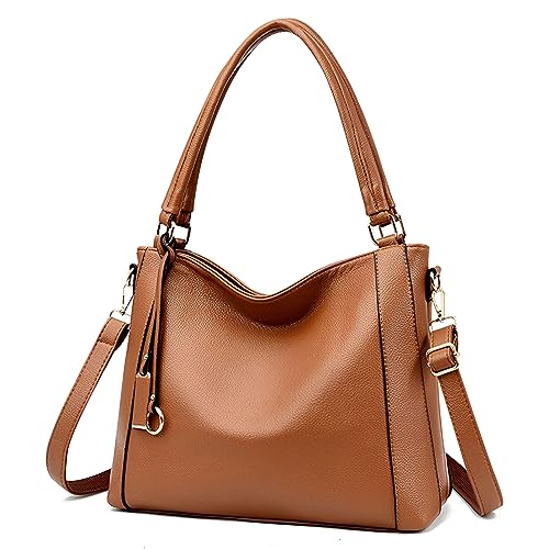 HAWEE Mode Damen Handtasche aus Weiches PU-Leder Umhängetasche Große Schultertasche mit Reißverschluss Leichte Henkeltasche Elegante Einkaufstasche für Dating Shopping Arbeiten von HAWEE