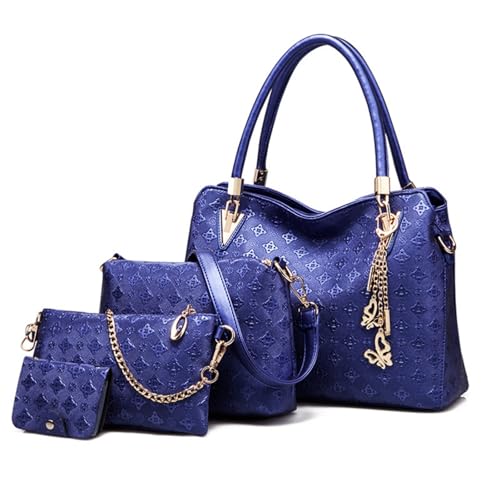 HAWEE Damen Handtaschen Set Elegant Shopper Schultertasche PU-Leder Handtasche Kleine Umhängetasche Handy Geldbörse Kartenhalter 4-teiliges Set von HAWEE