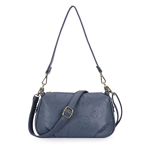 HAWEE Damen Handy Umhängetasche Weiches PU-Leder Klein Crossbody Bag Mode Handytasche Zum Umhängen Elegant Schultertasche Geldbörse mit 2 Schultergurten für Arbeit Partys Alltag Shopping, Blau von HAWEE