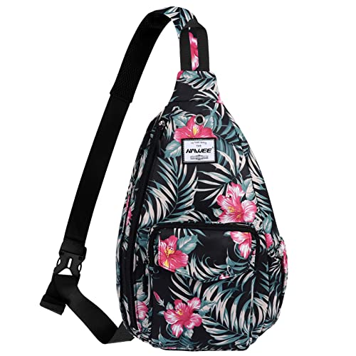 HAWEE Rucksack Sling für Damen Anti-Wasser Umhängetasche geneigt verstellbar Pack, Hibiskusmagenta, One_Size, Sling Rucksäcke von HAWEE