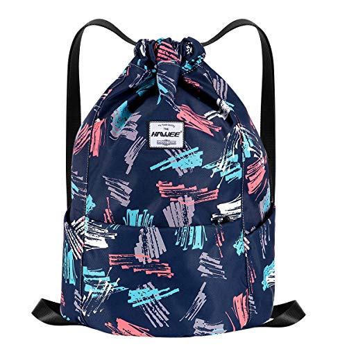 HAWEE Wasserdicht Kordelzug Rucksack mit Innentasche Groß Turnbeutel Kordelzug Tagesrucksack Tunnelzug Tasche Sporttasche Unisex für Frauen Männer Reise Alltag Outdoor Yoga Schule Strand Schwimmen von HAWEE