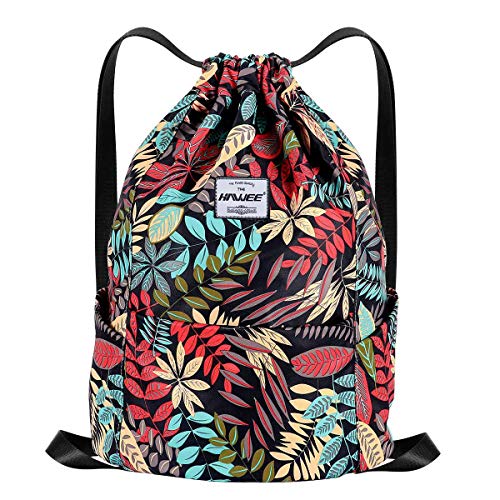 HAWEE Wasserdicht Kordelzug Rucksack mit Innentasche Groß Turnbeutel Kordelzug Tagesrucksack Tunnelzug Tasche Sporttasche Unisex für Frauen Männer Reise Alltag Outdoor Yoga Schule Strand Schwimmen von HAWEE