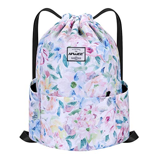 HAWEE Wasserdicht Kordelzug Rucksack mit Innentasche Groß Turnbeutel Kordelzug Tagesrucksack Tunnelzug Tasche Sporttasche Unisex für Frauen Männer Reise Alltag Outdoor Yoga Schule Strand Schwimmen von HAWEE