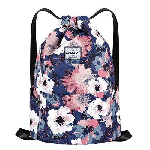 HAWEE Wasserdicht Kordelzug Rucksack mit Innentasche Groß Turnbeutel Kordelzug Tagesrucksack Tunnelzug Tasche Sporttasche Unisex für Frauen Männer Reise Alltag Outdoor Yoga Schule Strand Schwimmen von HAWEE