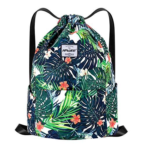 HAWEE Wasserdicht Kordelzug Rucksack mit Innentasche Groß Turnbeutel Kordelzug Tagesrucksack Tunnelzug Tasche Sporttasche Unisex für Frauen Männer Reise Alltag Outdoor Yoga Schule Strand Schwimmen von HAWEE