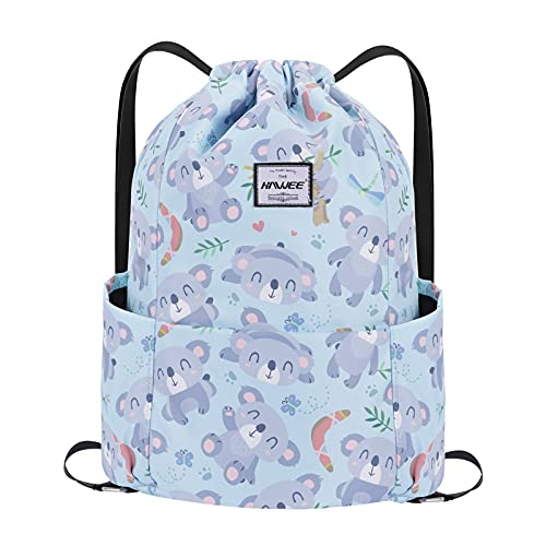 HAWEE Wasserdicht Kordelzug Rucksack mit Innentasche Groß Turnbeutel Kordelzug Tagesrucksack Tunnelzug Tasche Sporttasche Unisex für Frauen Männer Reise Alltag Outdoor Yoga Schule Strand Schwimmen von HAWEE