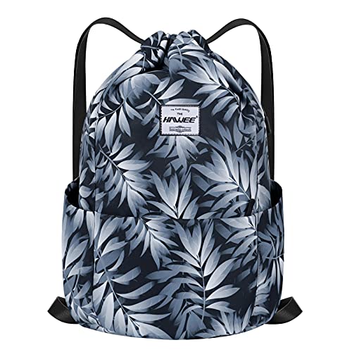 HAWEE Wasserdicht Kordelzug Rucksack mit Innentasche Groß Turnbeutel Kordelzug Tagesrucksack Tunnelzug Tasche Sporttasche Unisex für Frauen Männer Reise Alltag Outdoor Yoga Schule Strand Schwimmen von HAWEE