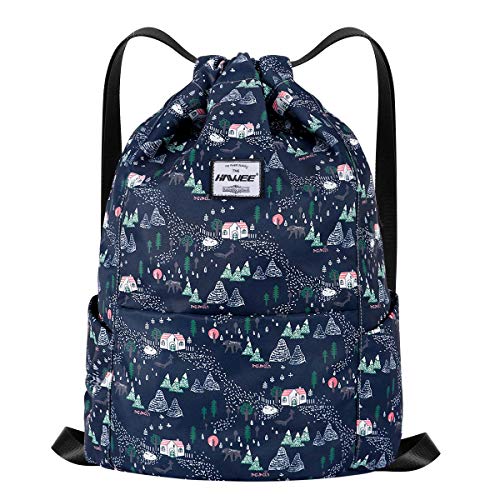 HAWEE Wasserdicht Kordelzug Rucksack mit Innentasche Groß Turnbeutel Kordelzug Tagesrucksack Tunnelzug Tasche Sporttasche Unisex für Frauen Männer Reise Alltag Outdoor Yoga Schule Strand Schwimmen von HAWEE