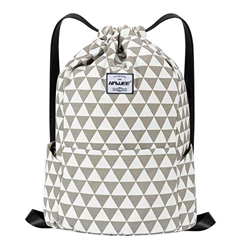 HAWEE Wasserdicht Kordelzug Rucksack mit Innentasche Groß Turnbeutel Kordelzug Tagesrucksack Tunnelzug Tasche Sporttasche Unisex für Frauen Männer Reise Alltag Outdoor Yoga Schule Strand Schwimmen von HAWEE