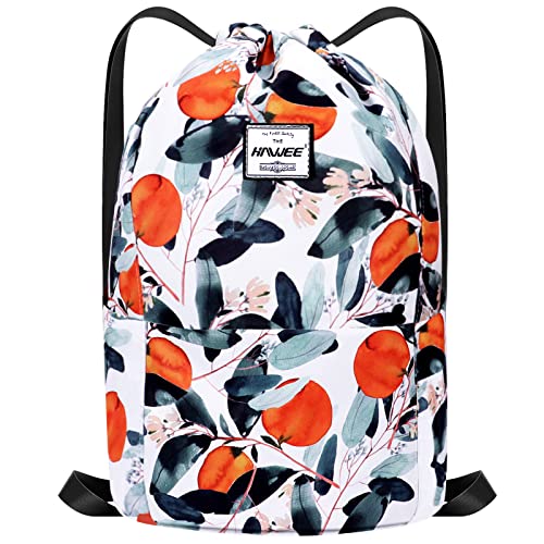 HAWEE Wasserdicht Kordelzug Rucksack mit Innentasche Groß Turnbeutel Kordelzug Tagesrucksack Tunnelzug Tasche Sporttasche Unisex für Frauen Männer Reise Alltag Outdoor Yoga Schule Strand Schwimmen von HAWEE