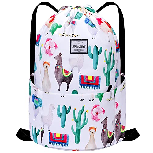 HAWEE Wasserdicht Kordelzug Rucksack mit Innentasche Groß Turnbeutel Kordelzug Tagesrucksack Tunnelzug Tasche Sporttasche Unisex für Frauen Männer Reise Alltag Outdoor Yoga Schule Strand Schwimmen von HAWEE