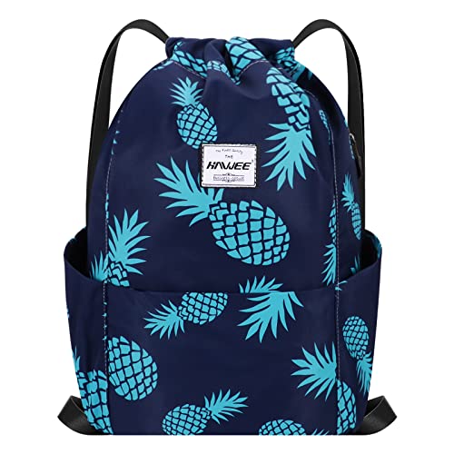 HAWEE Wasserdicht Kordelzug Rucksack mit Innentasche Groß Turnbeutel Kordelzug Tagesrucksack Tunnelzug Tasche Sporttasche Unisex für Frauen Männer Reise Alltag Outdoor Yoga Schule Strand Schwimmen von HAWEE