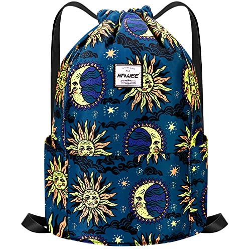 HAWEE Wasserdicht Kordelzug Rucksack mit Innentasche Groß Turnbeutel Kordelzug Tagesrucksack Tunnelzug Tasche Sporttasche Unisex für Frauen Männer Reise Alltag Outdoor Yoga Schule Strand Schwimmen von HAWEE