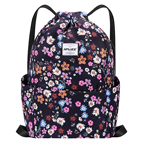 HAWEE Wasserdicht Kordelzug Rucksack mit Innentasche Groß Turnbeutel Kordelzug Tagesrucksack Tunnelzug Tasche Sporttasche Unisex für Frauen Männer Reise Alltag Outdoor Yoga Schule Strand Schwimmen von HAWEE