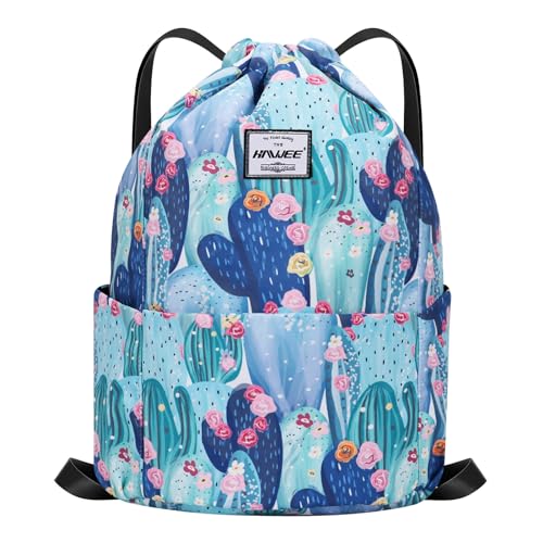 HAWEE Wasserdicht Kordelzug Rucksack mit Innentasche Groß Turnbeutel Kordelzug Tagesrucksack Tunnelzug Tasche Sporttasche Unisex für Frauen Männer Reise Alltag Outdoor Yoga Schule Strand Schwimmen von HAWEE