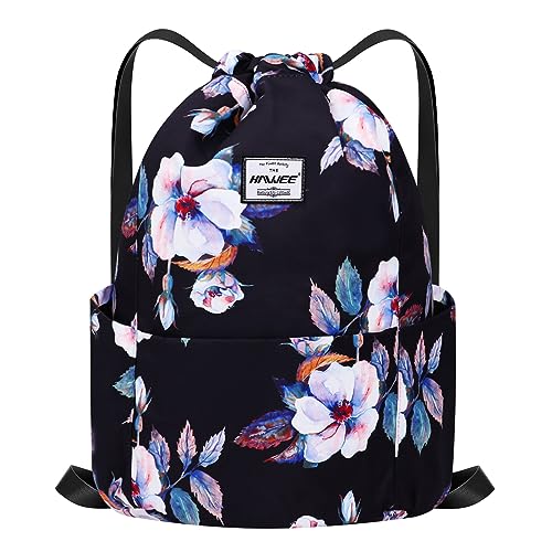 HAWEE Wasserdicht Kordelzug Rucksack mit Innentasche Groß Turnbeutel Kordelzug Tagesrucksack Tunnelzug Tasche Sporttasche Unisex für Frauen Männer Reise Alltag Outdoor Yoga Schule Strand Schwimmen von HAWEE