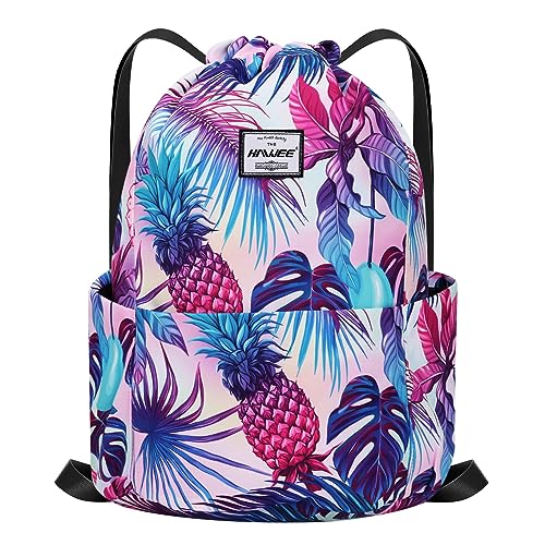 HAWEE Wasserdicht Kordelzug Rucksack mit Innentasche Groß Turnbeutel Kordelzug Tagesrucksack Tunnelzug Tasche Sporttasche Unisex für Frauen Männer Reise Alltag Outdoor Yoga Schule Strand Schwimmen von HAWEE