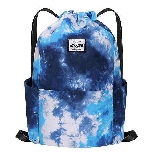 HAWEE Wasserdicht Kordelzug Rucksack mit Innentasche Groß Turnbeutel Kordelzug Tagesrucksack Tunnelzug Tasche Sporttasche Unisex für Frauen Männer Reise Alltag Outdoor Yoga Schule Strand Schwimmen von HAWEE