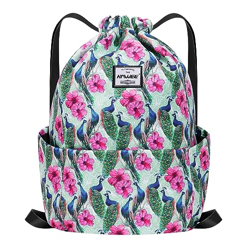 HAWEE Wasserdicht Kordelzug Rucksack mit Innentasche Groß Turnbeutel Kordelzug Tagesrucksack Tunnelzug Tasche Sporttasche Unisex für Frauen Männer Reise Alltag Outdoor Yoga Schule Strand Schwimmen von HAWEE